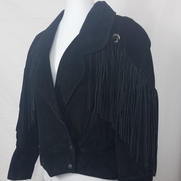 Vintage Rock Creek Womens Leather Fringe Jacket - Picture 4 of 12